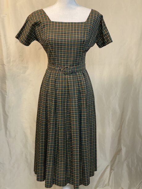 GREEN BLACK CHECKERED DRESS 4