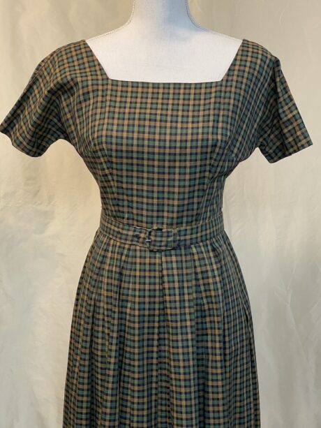 GREEN BLACK CHECKERED DRESS 5