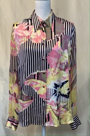 PINK ESCADA STRIPE BLOUSE