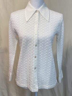 WHITE crocheted L/S blouse