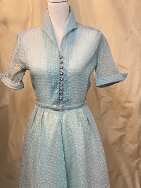 BLUE SHEER PLISSE DRESS 2