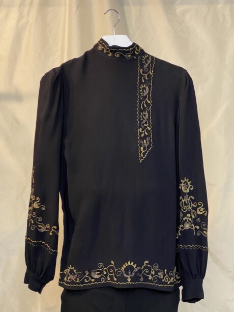 BLACK CREPE EMBROIDERED BLOUSE 1